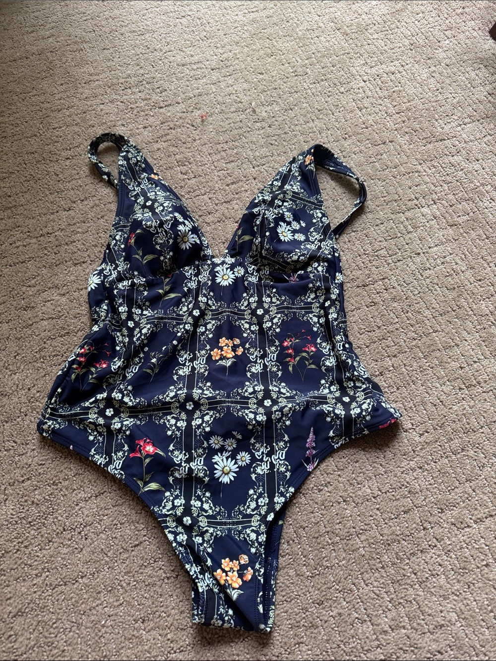 Navy Floral One-Piece Swimsuit